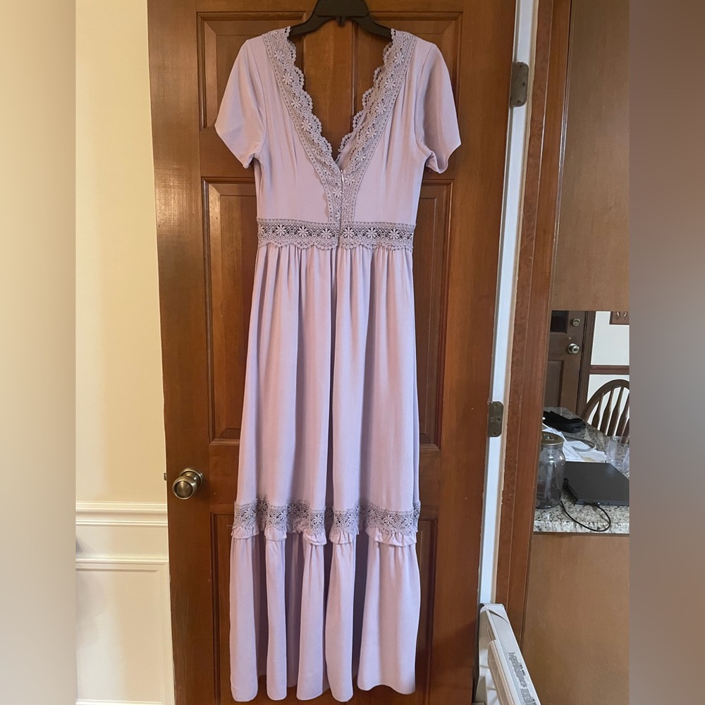 Altar’d State Lavender Lace Trim Maxi Dress Size Medium - Picture 2 of 3